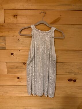 SHEIN Silver Sequin Curve Halter Top - Shimmering Party Style